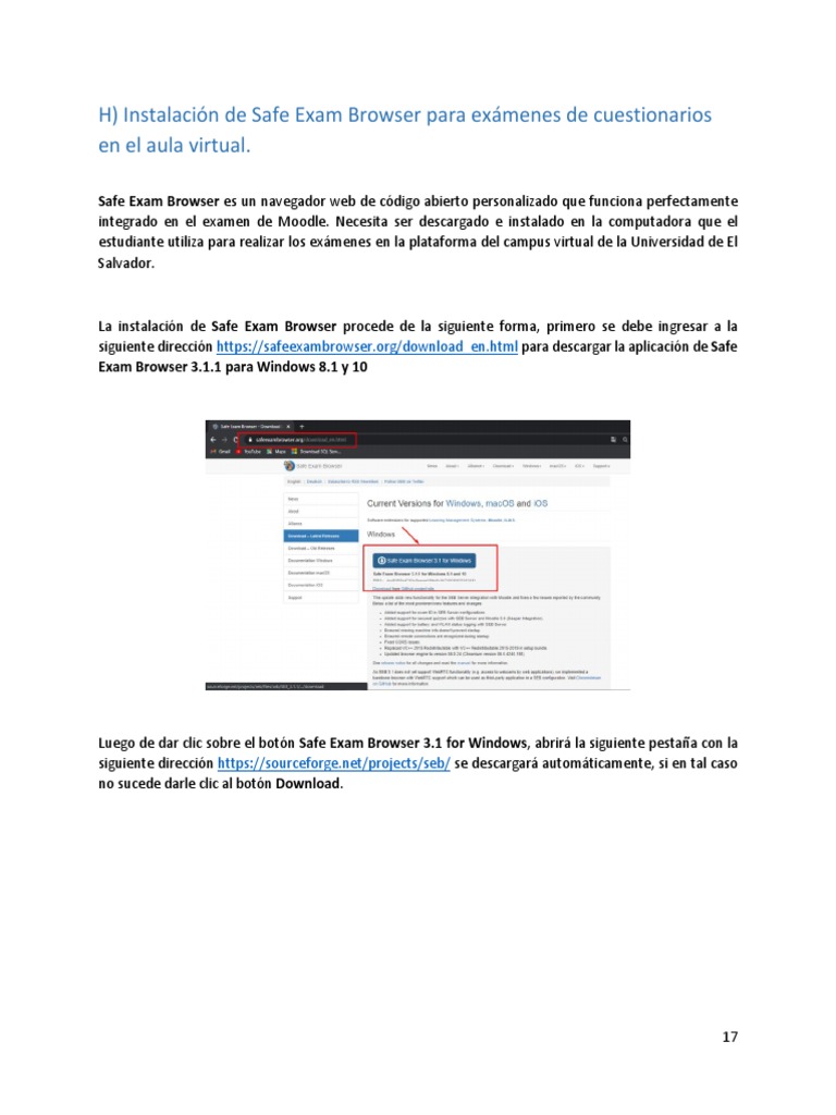 Instalación y uso de Safe Exam Browser | PDF | Ingeniería de software ...
