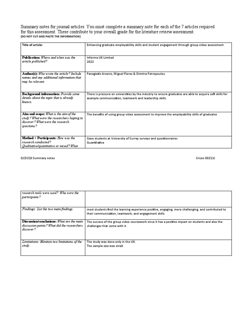 Summary Notes For Journal Articles Greenorange | PDF | Quantitative ...