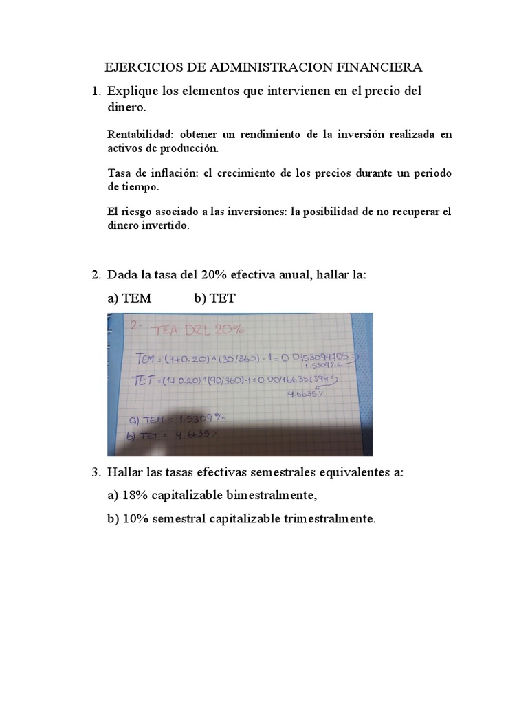 Ejercicios de Administracion Financiera | PDF