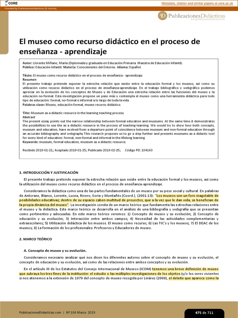 El museo como recurso didáctico | PDF | Método de enseñanza | Maestros