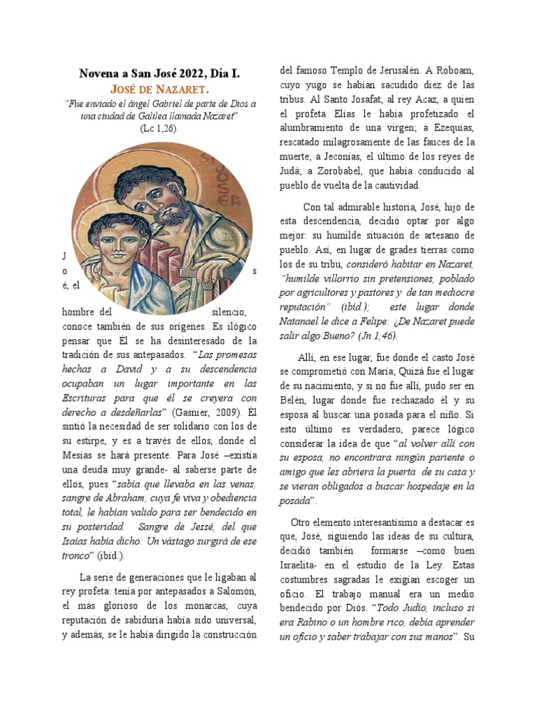 Novena a San José: Reflexiones Diarias | PDF | San José | Jesús