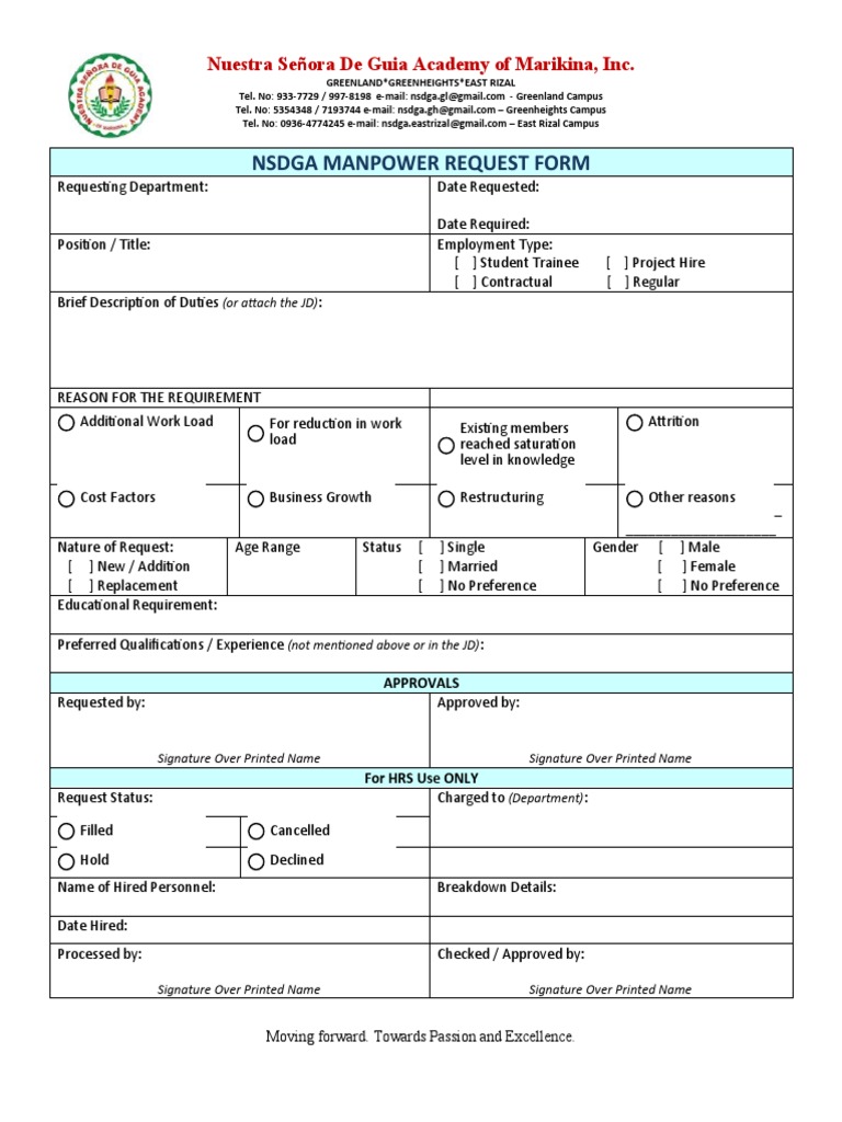 NSDGA Manpower Request Form | PDF