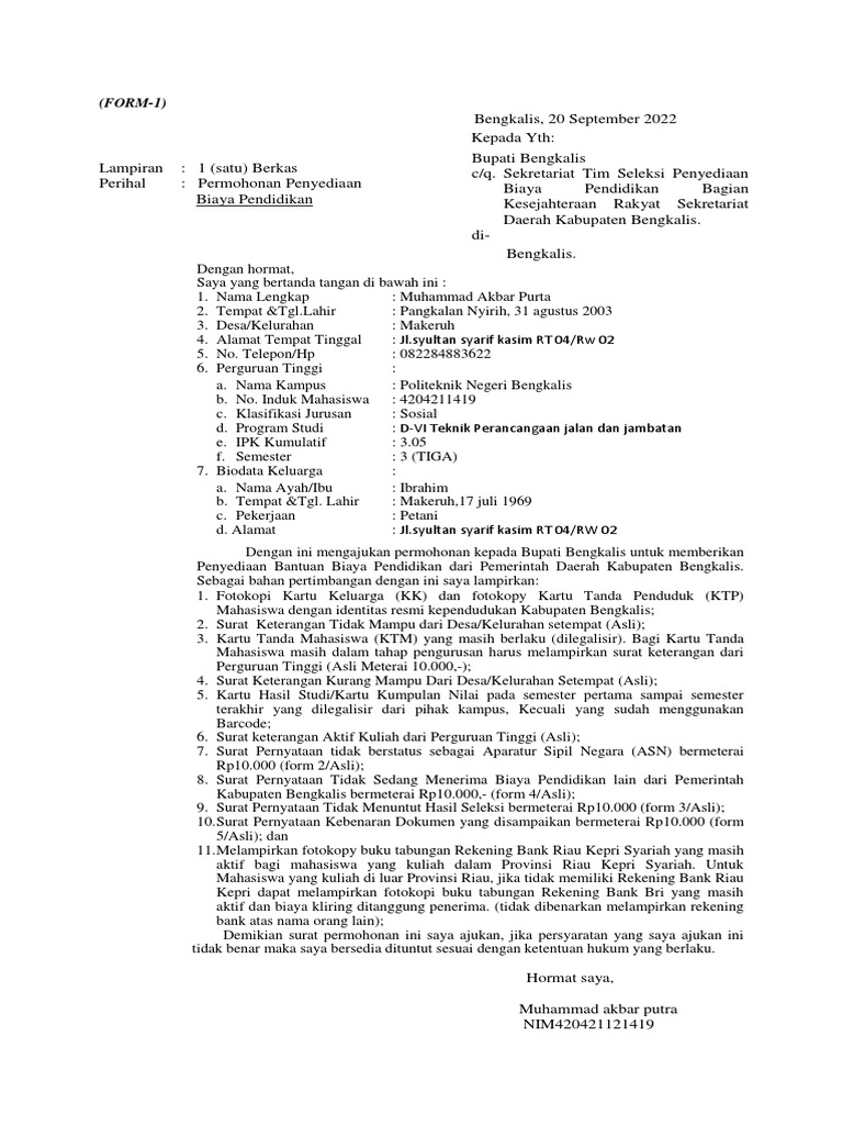 FORM KURANG MAMPU. Siap | PDF