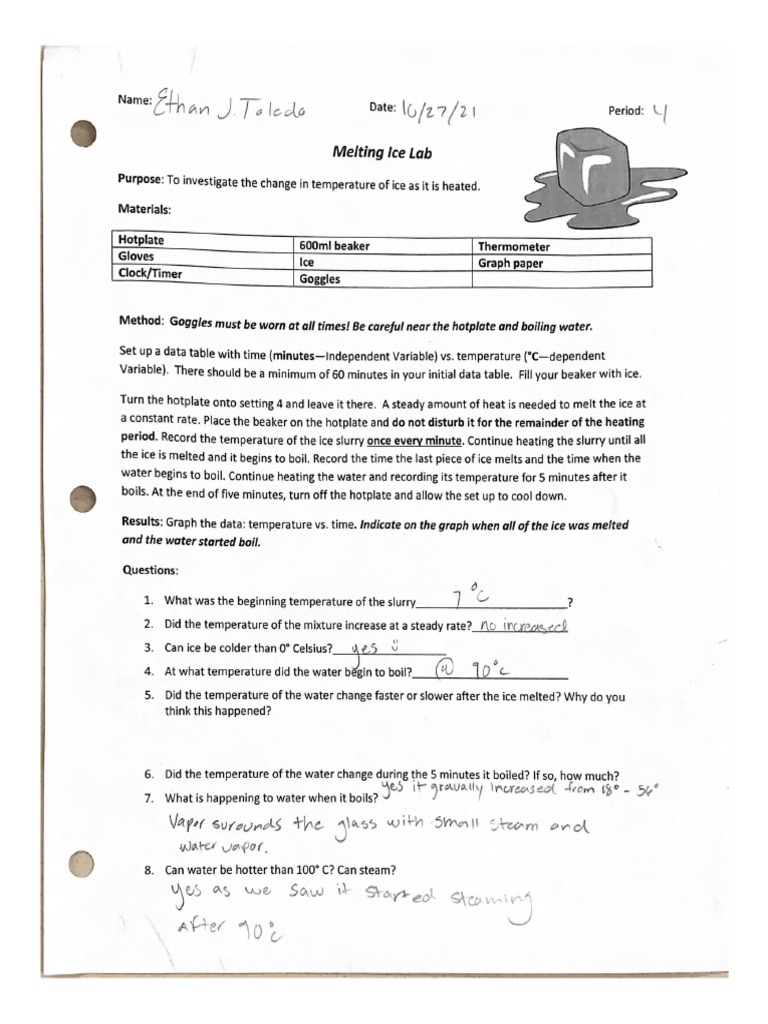 Melting Ice Lab PDF