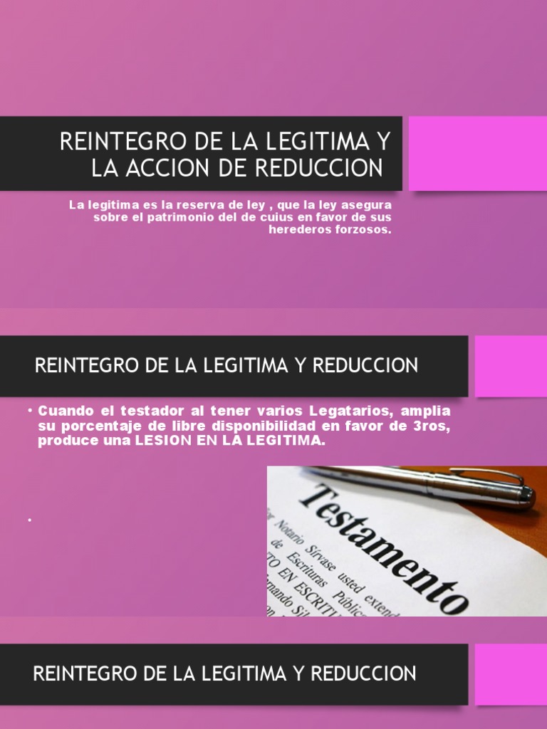 Reintegro y Reducción de Legítima en Bolivia | PDF | Herencia | Donación