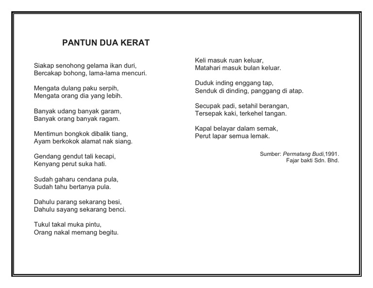 Pantun Dua Kerat | PDF