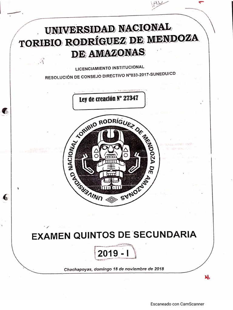 Examen Quintos 2019 I PDF