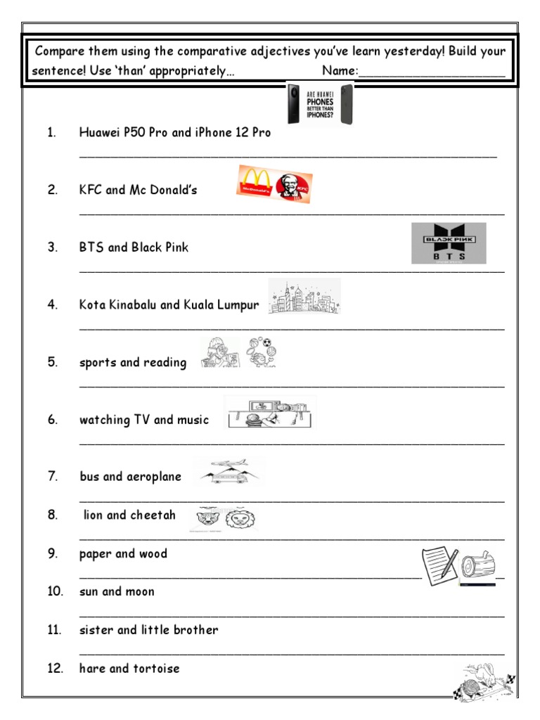 Compare Them Using The Comparative Adjectives You | PDF | Career ...