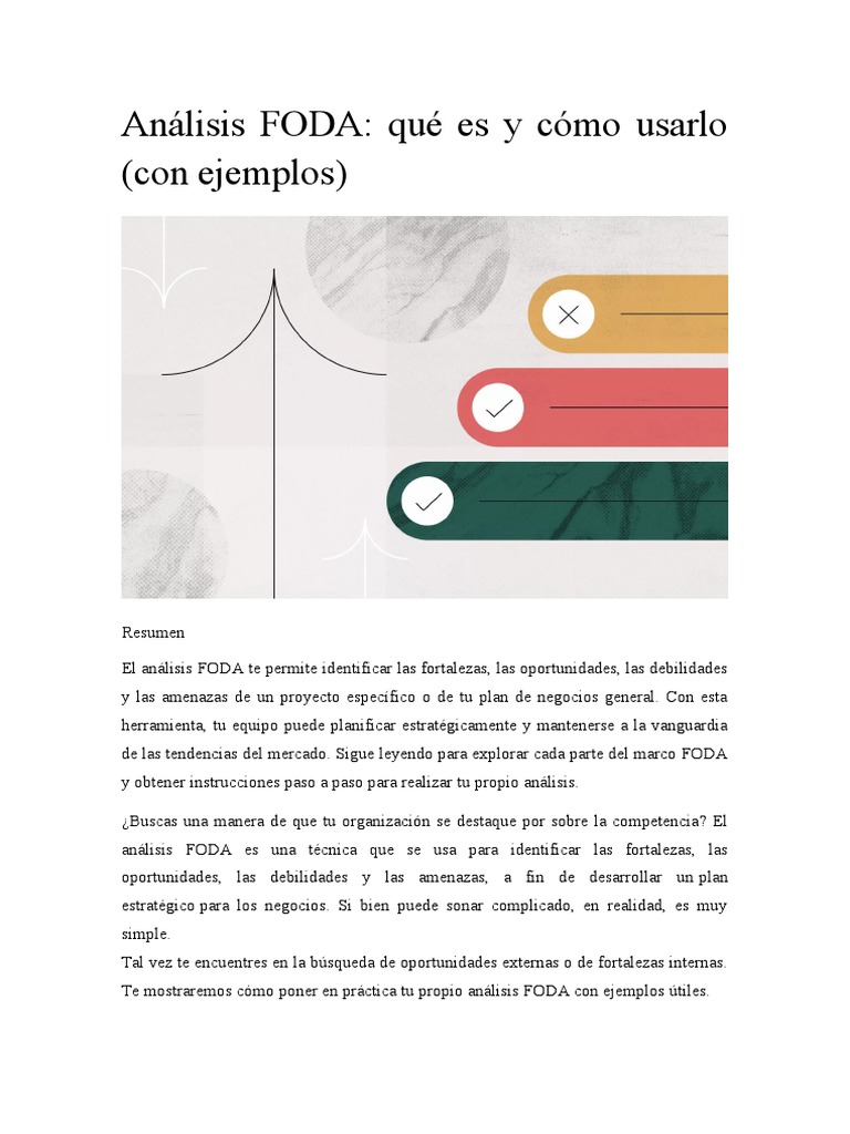Análisis FODA: Guía y Ejemplos Prácticos | PDF | Análisis FODA | Business