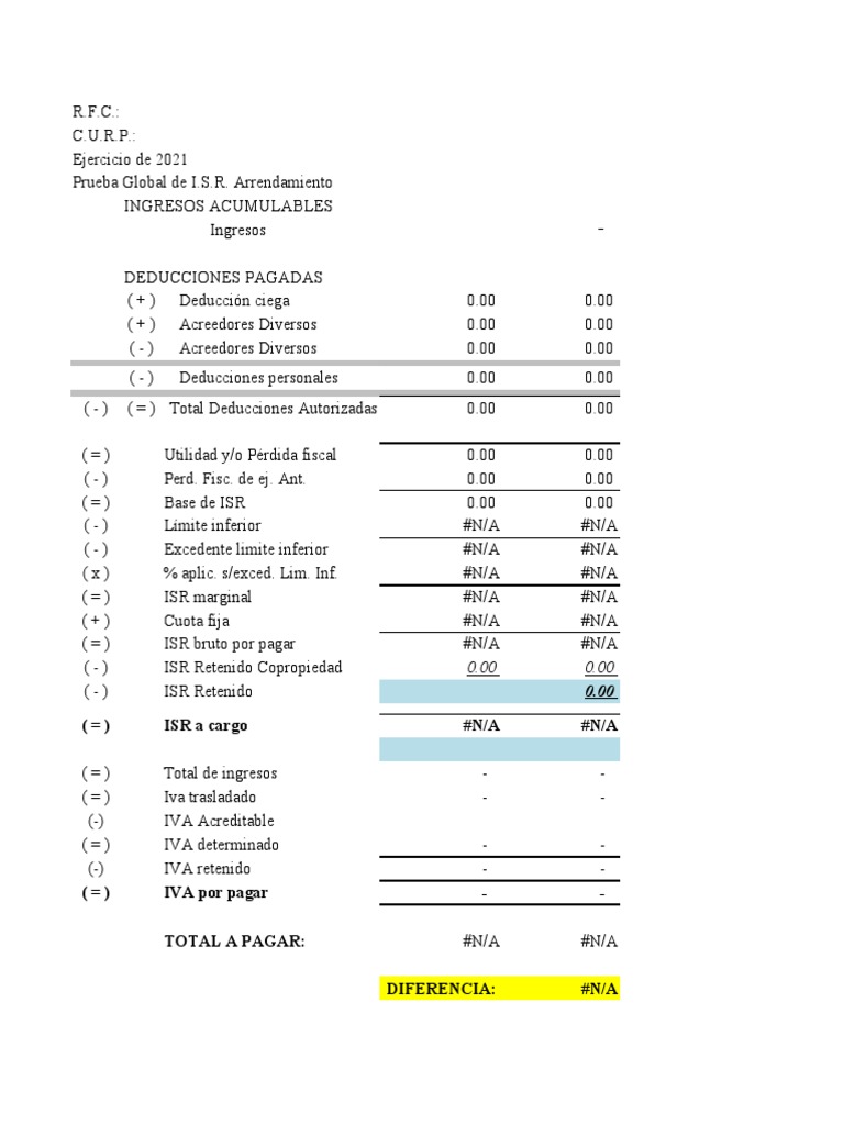Isr, Arrendamiento 2021 PDF