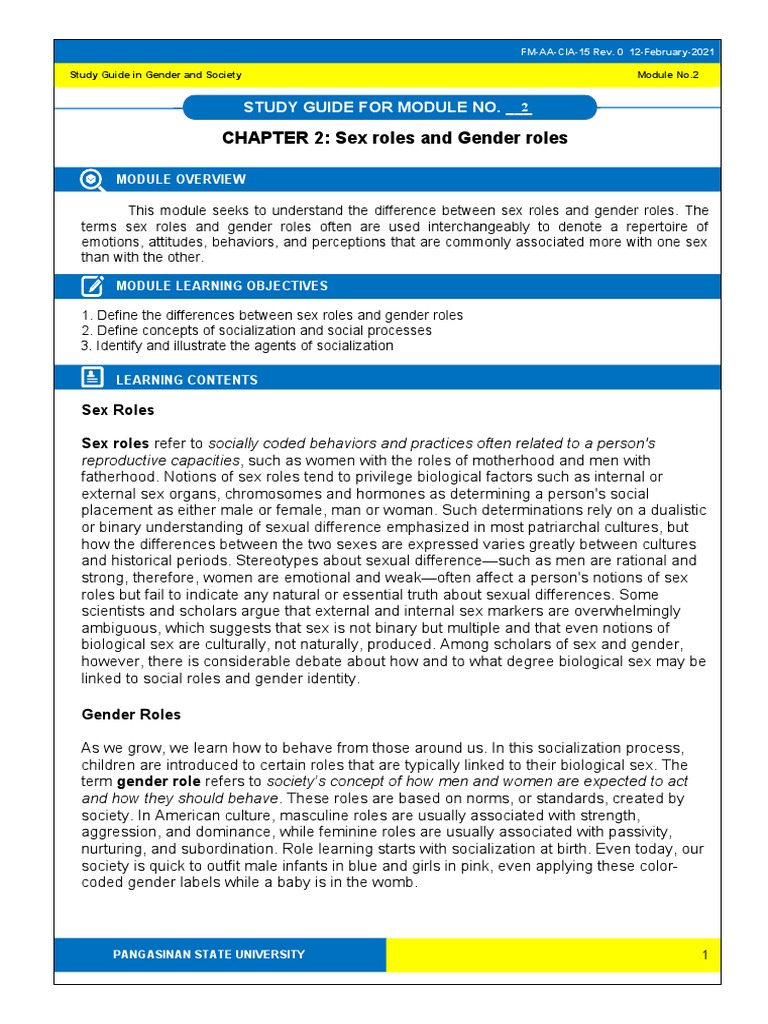 Understanding Sex and Gender Roles | PDF | Gender Role | Socialization