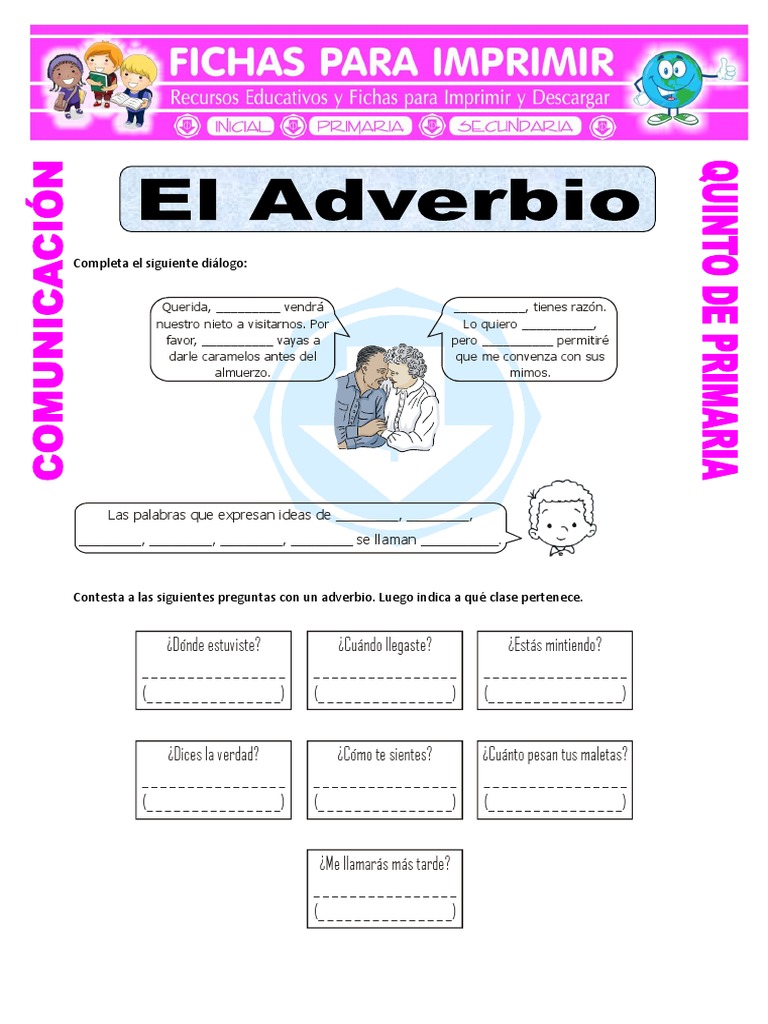 Actividades de Adverbios para Quinto Grado | PDF | Adverbio | Lingüística
