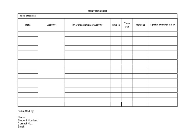 Monitoring Sheet | PDF