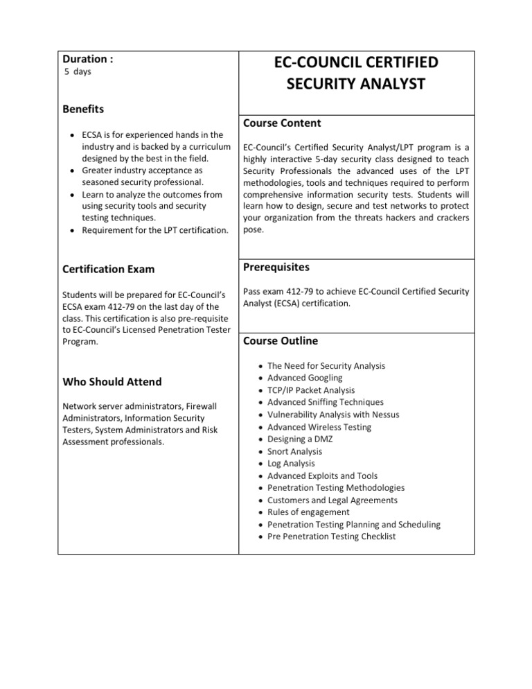 ECSA Cyber Security Certification Guide | PDF