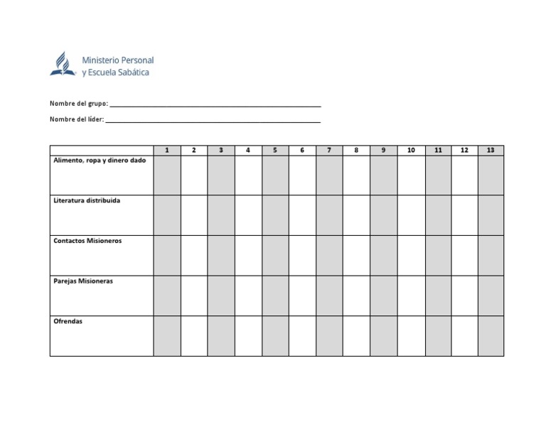 Tarjeta de Registro Escuela Sabática PDF