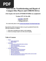 Notes On The Troubleshooting and Repair of Compact Disc Players and CDROM Drives