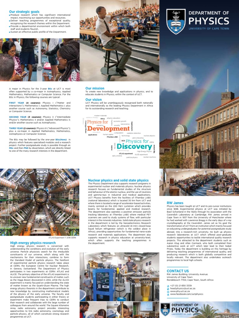 UCT Physics Brochure PDF Physics Particle Physics