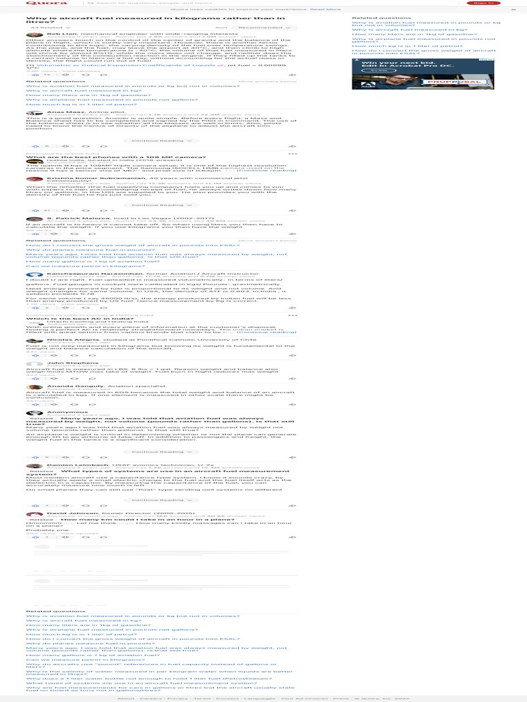 Why Is Aircraft Fuel Measured in Kilograms Rather Than in Litres