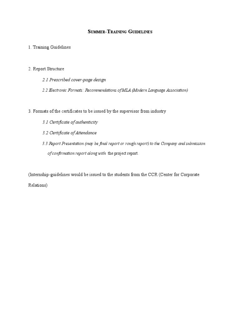Summer Guidelines - Doc (Final) | PDF