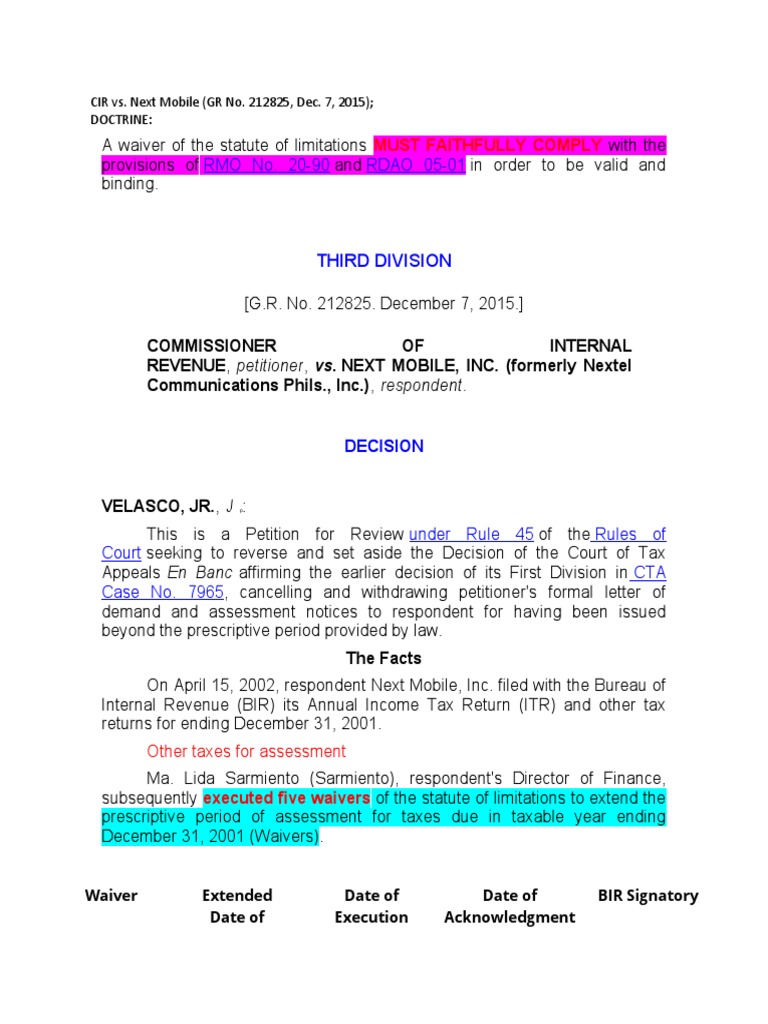 Fsafas PDF United States Tax Court Statute Of Limitations