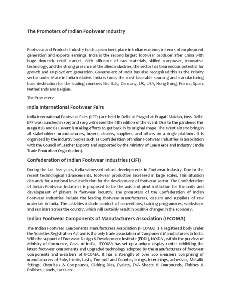 The Promoters of Indian Footwear Industry PDF Retail Shoe