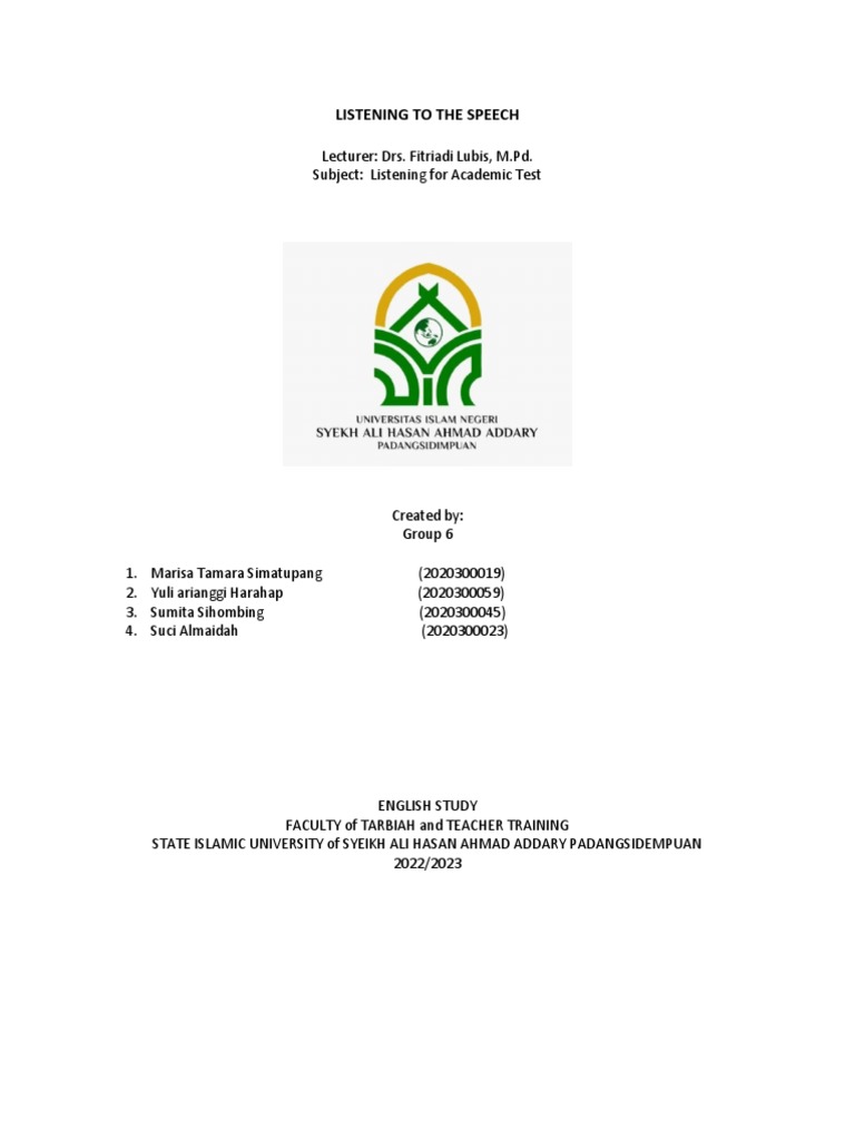 Listening To The Speech | PDF