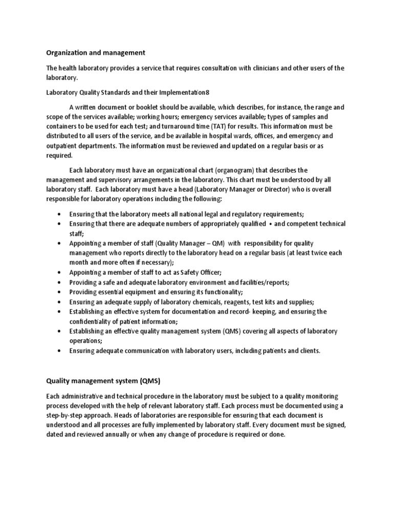 Administrative Policies & Procedures For Provision of Laboratory