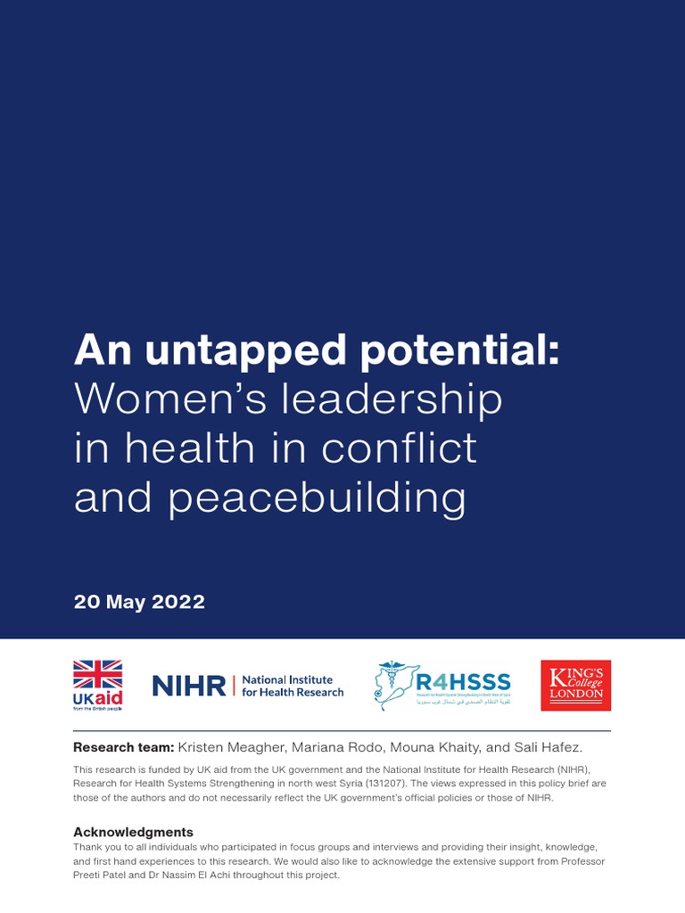 Policy Brief Women S Leadership In Health Conflict And Peacebuilding