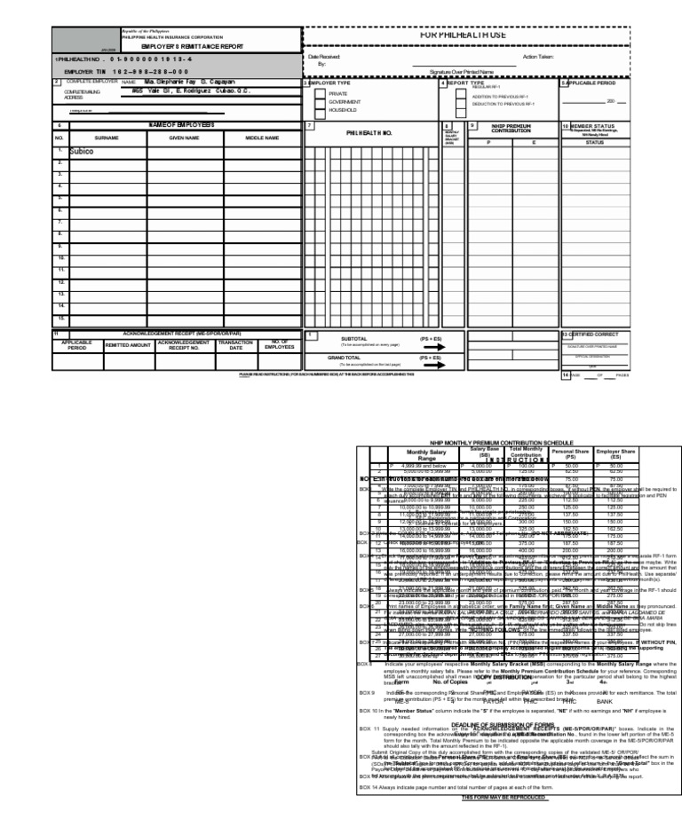 PhilHealth RF-1 Employer Report Guide | PDF | Business | Economies