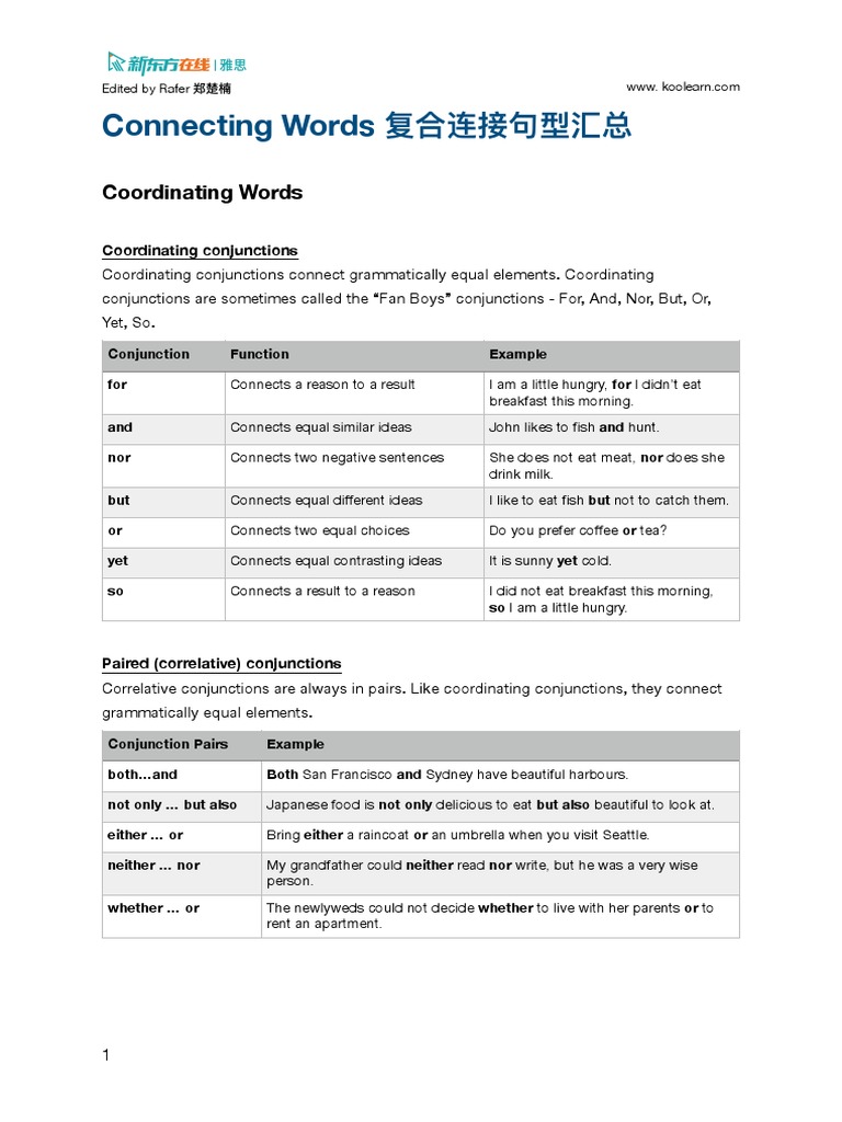 Connecting Words in IELTS PDF Linguistics Grammar