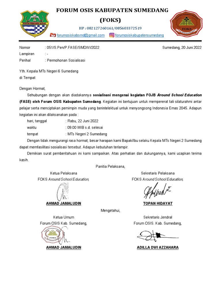 Sosialisasi FOJB Around School Education | PDF