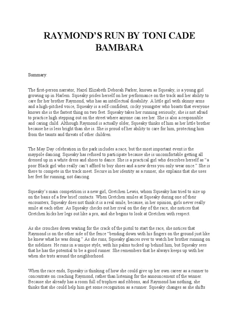 Raymond's Run Reveals Sister's Growth | PDF