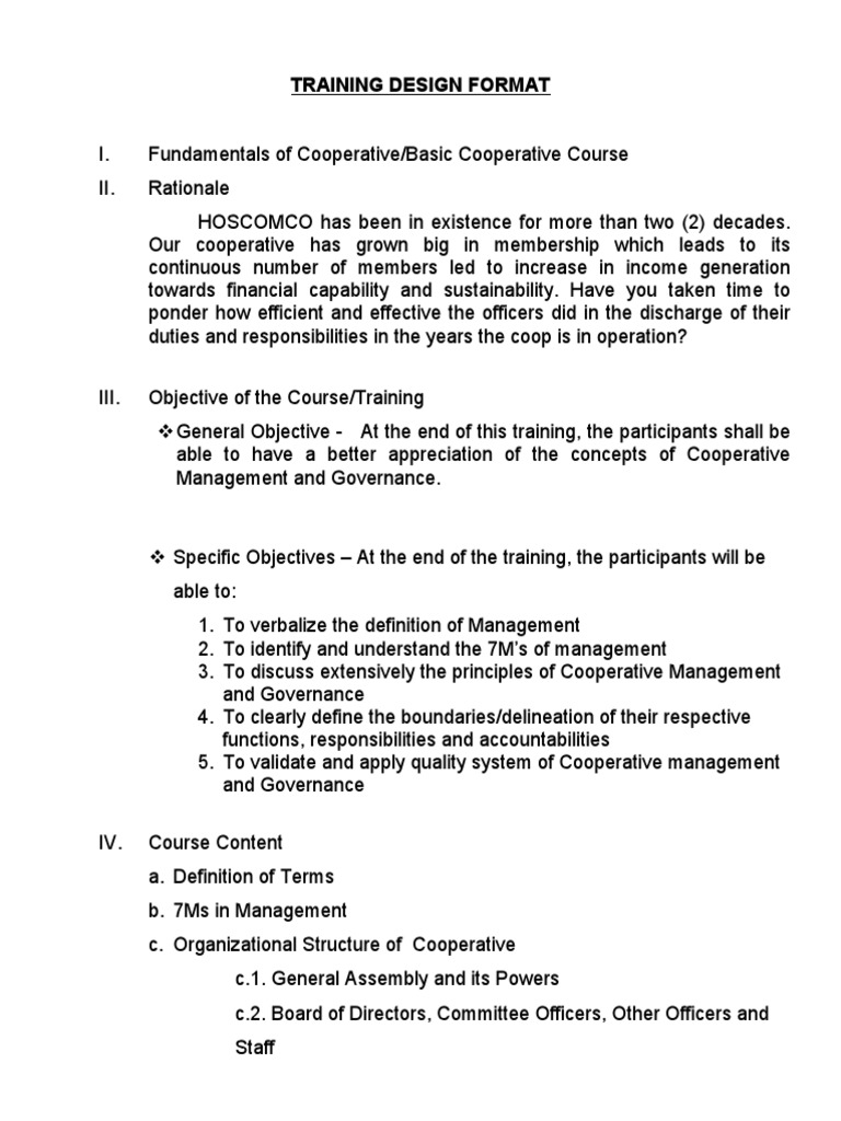 Training Design Fundamentals of Cooperative | PDF