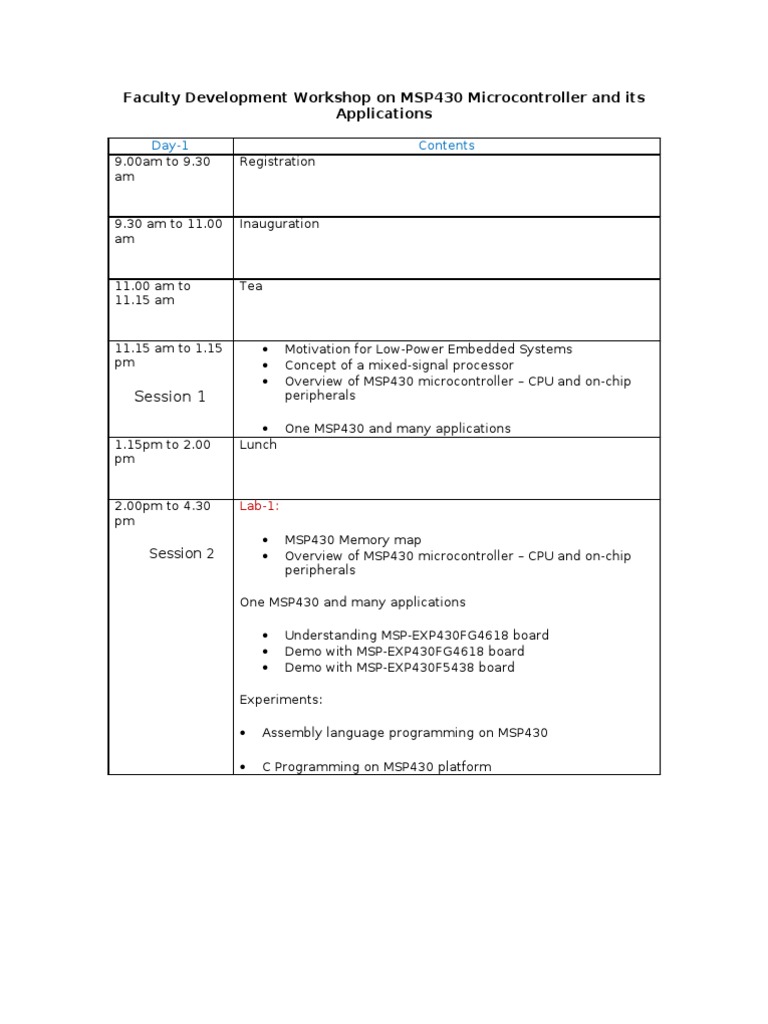 MSP430 Microcontroller Workshop Overview | PDF | Technology & Engineering