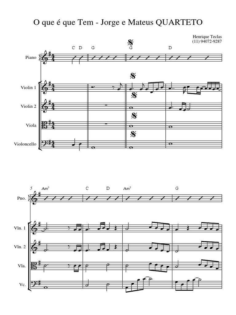 O Que É Que Tem QUARTETO - Jorge e Mateus | PDF
