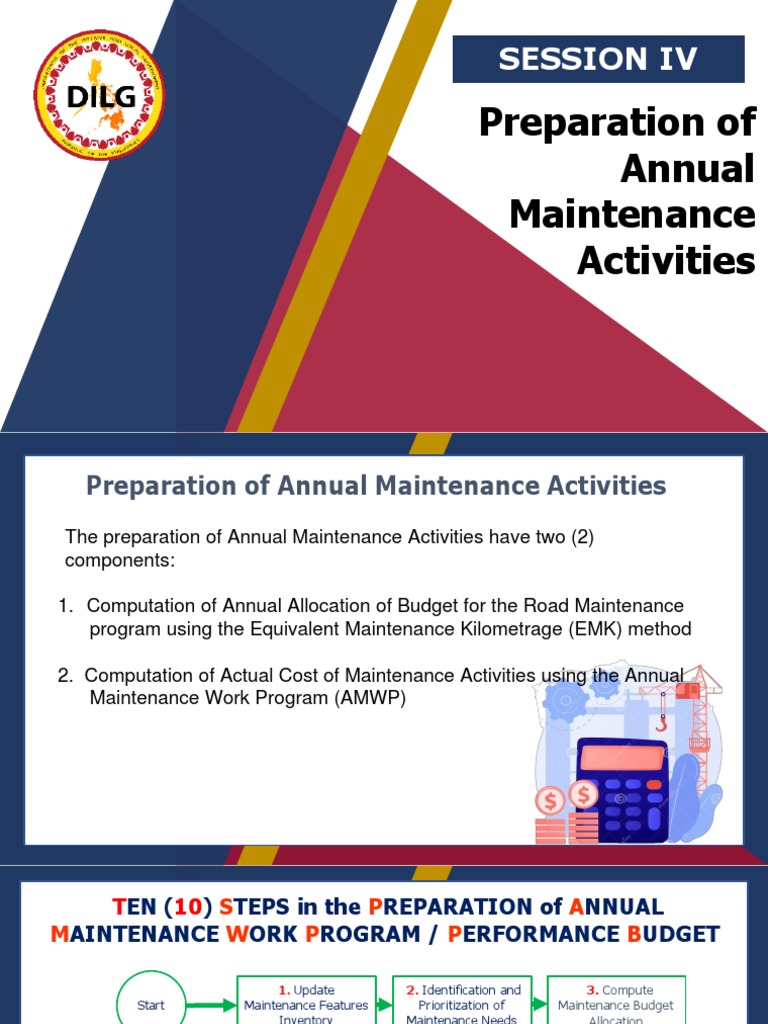 Session Iv Preparation Of Annual Maintenance Activities Final Draft