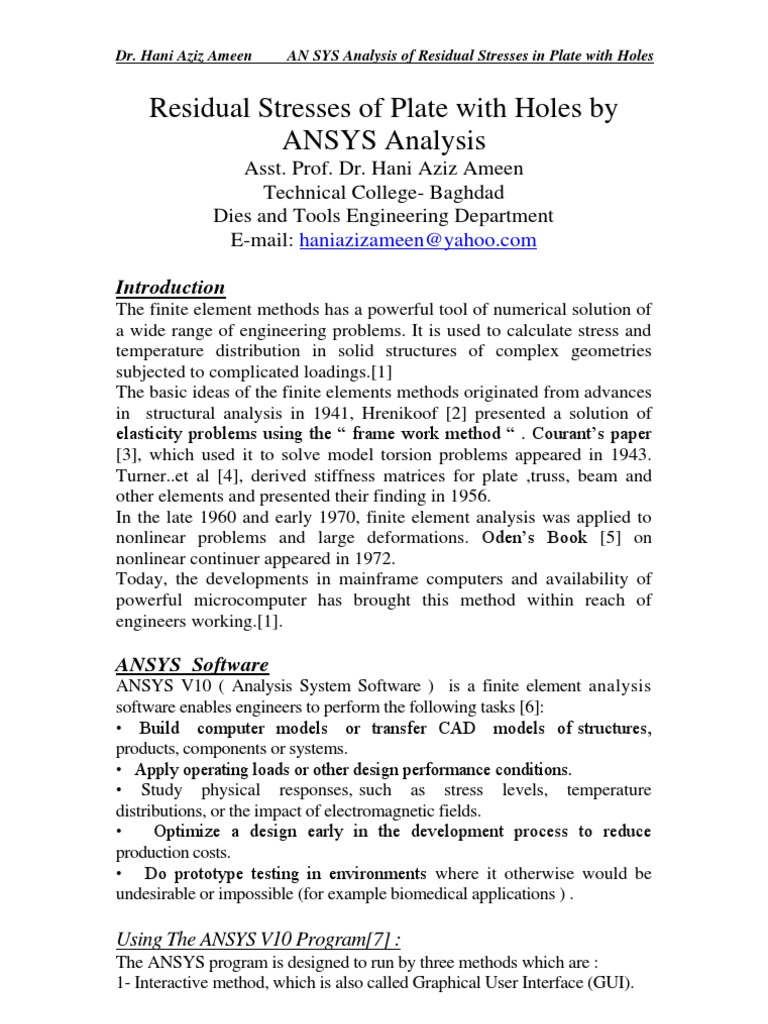 ANSYS Analysis of Residual Stresses | PDF | Structural Analysis ...