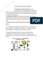 Fuente de 9 V Con Zener y Transistor