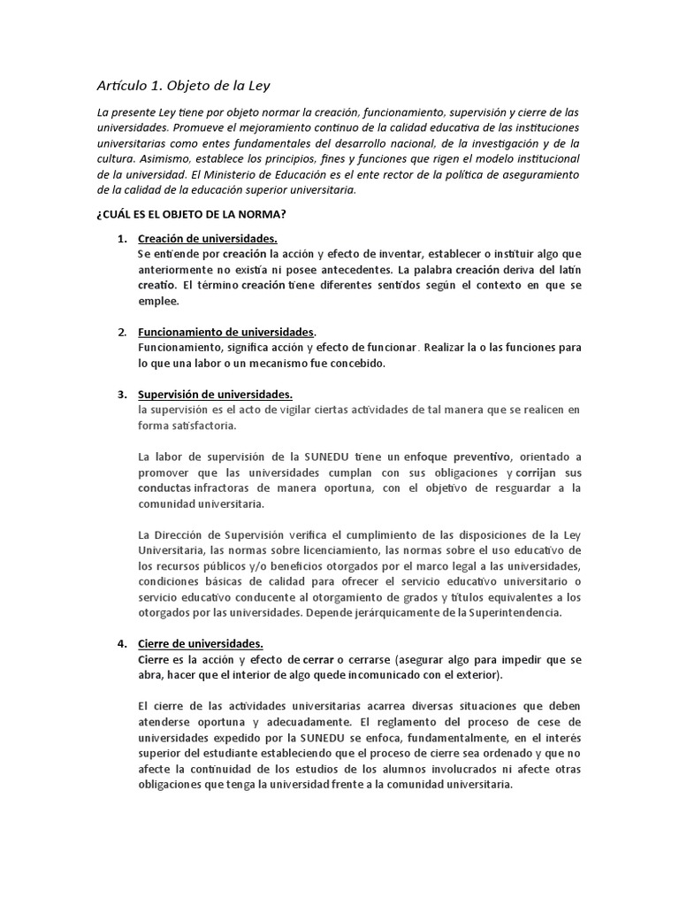 Estudio de La Ley 30220 Ley Universitaria PDF Universidad Palabra