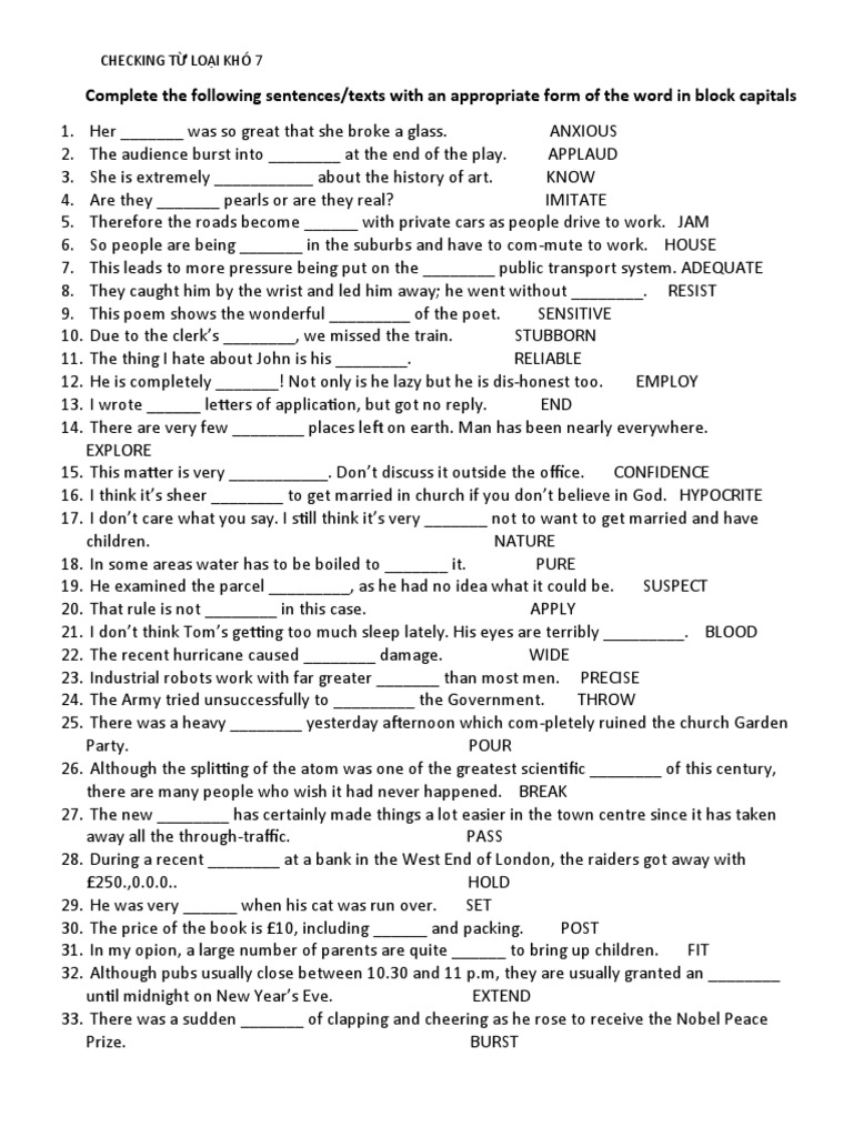 Vocabulary Exercises. PDF Hunting