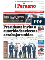 El Peruano: Presidente Invita A Autoridades Electas A Trabajar Unidos