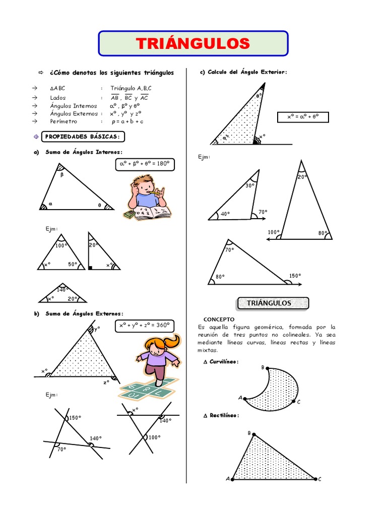 Ejercicios de Triángulos para Secundaria | PDF | Triángulo | Matemática ...