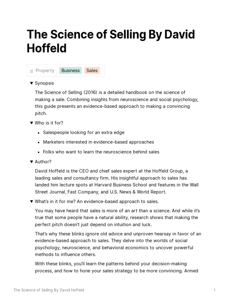 Evidence-Based Sales Strategies | PDF