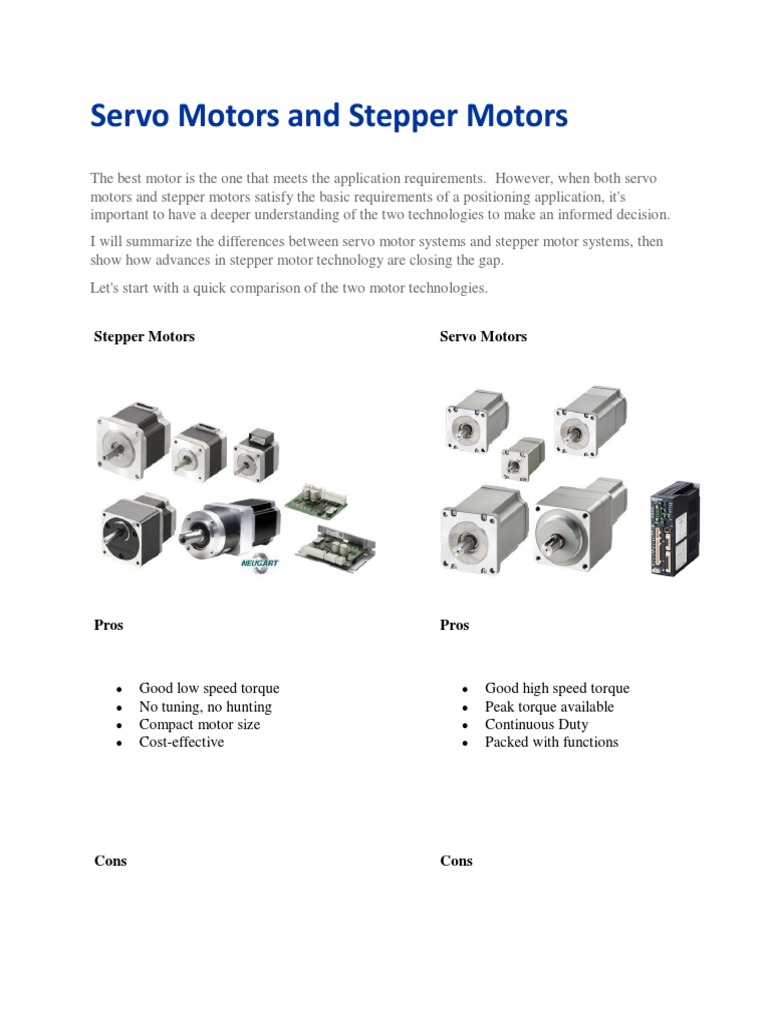 An Extensive Look On Servo and Stepper Motor PDF Electric Motor