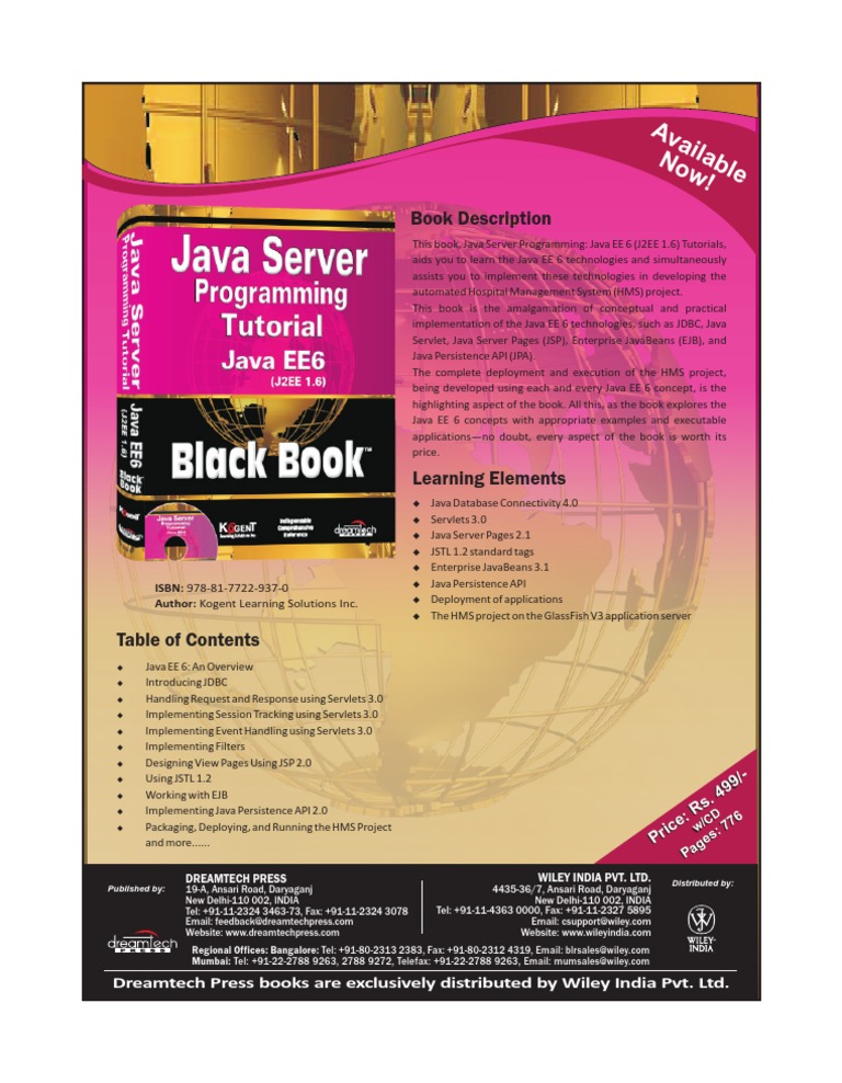 Java Server Programming Tutorial Java EE6 (J2EE 1.6) Black Book | PDF ...