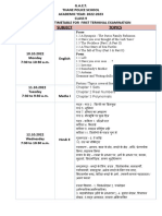 Class 9 - First Term Portions & Timetable