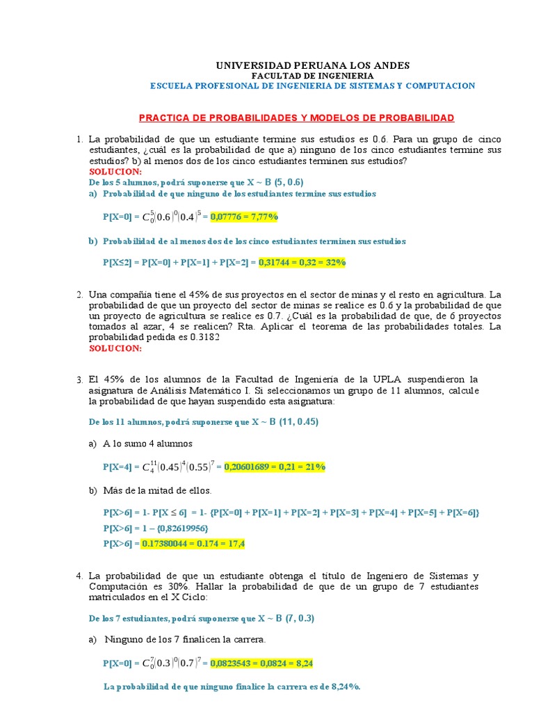 Practica de Probabilidades y Model. Probab - 2022 I | PDF