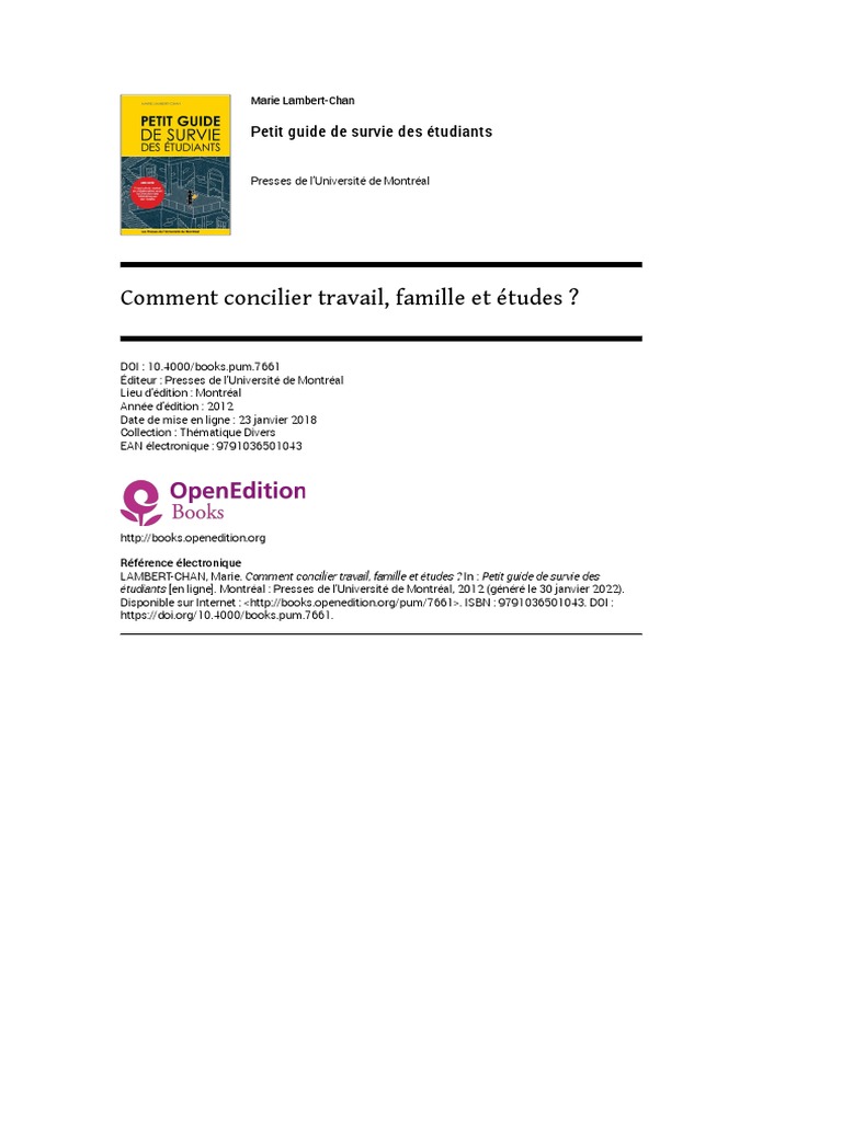 Concilier Travail Et Famille En France – SDQVM