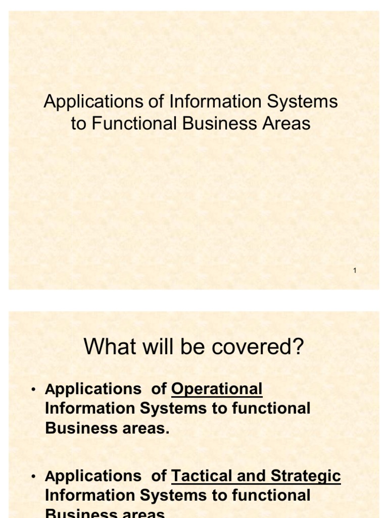 Applications of Information Systems To Functional Business Areas | PDF ...