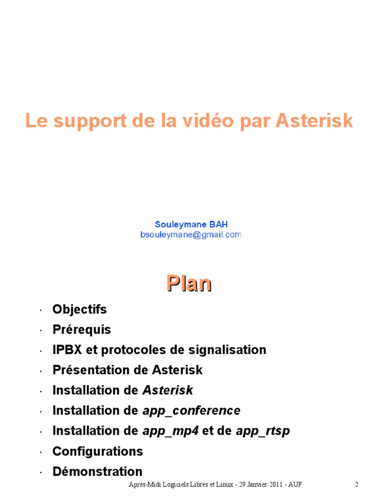 Asterisk : Installation Vidéo et Conférence | PDF | séance d'initiation ...